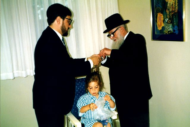 Right to left Rav Abaranok ז’ל, Rabbi Tzvi Yehuda Balbin, and me, on the Upsherin. Book-13-18