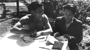 Pinchas Kay in Rawa on the left with my Uncle Yaakov soon after the war, עליהם השלום