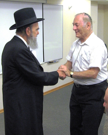Rabbi Akiva Ehrenfeld on left with R' Meir Deutsch